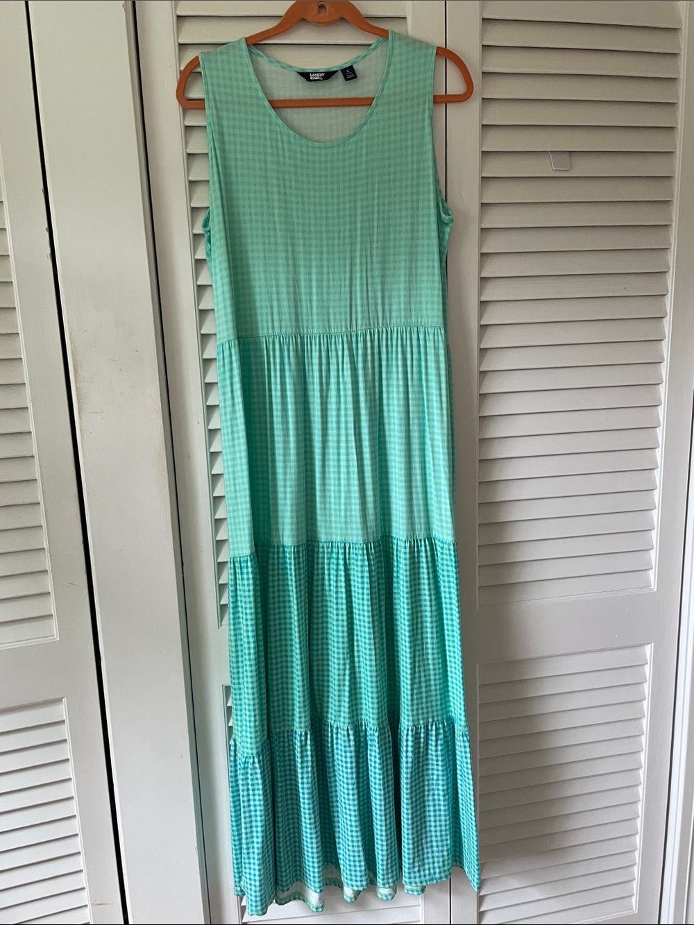 Land’s End Tiered Maxi Dress - Mint Green ,Large